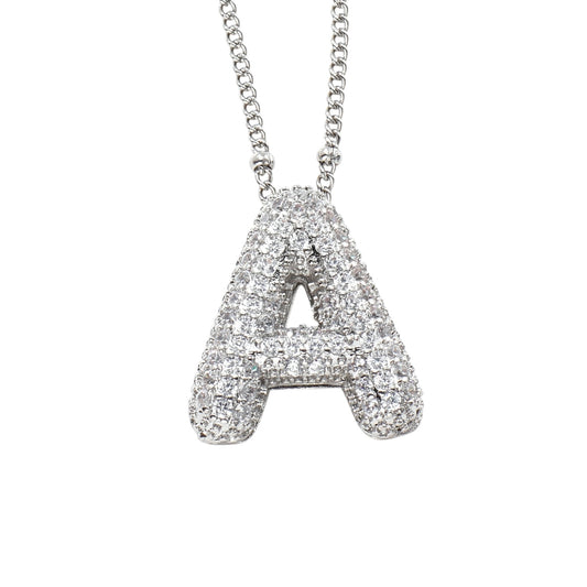 Bubble Zirconia Letters Necklace