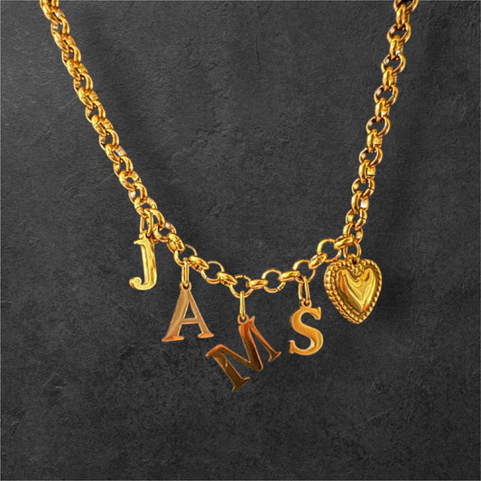 Five Charm & Initial Necklace - Customized