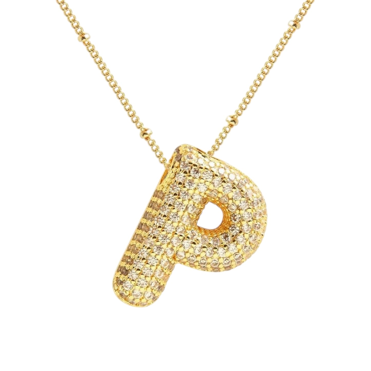 Bubble Zirconia Letters Necklace