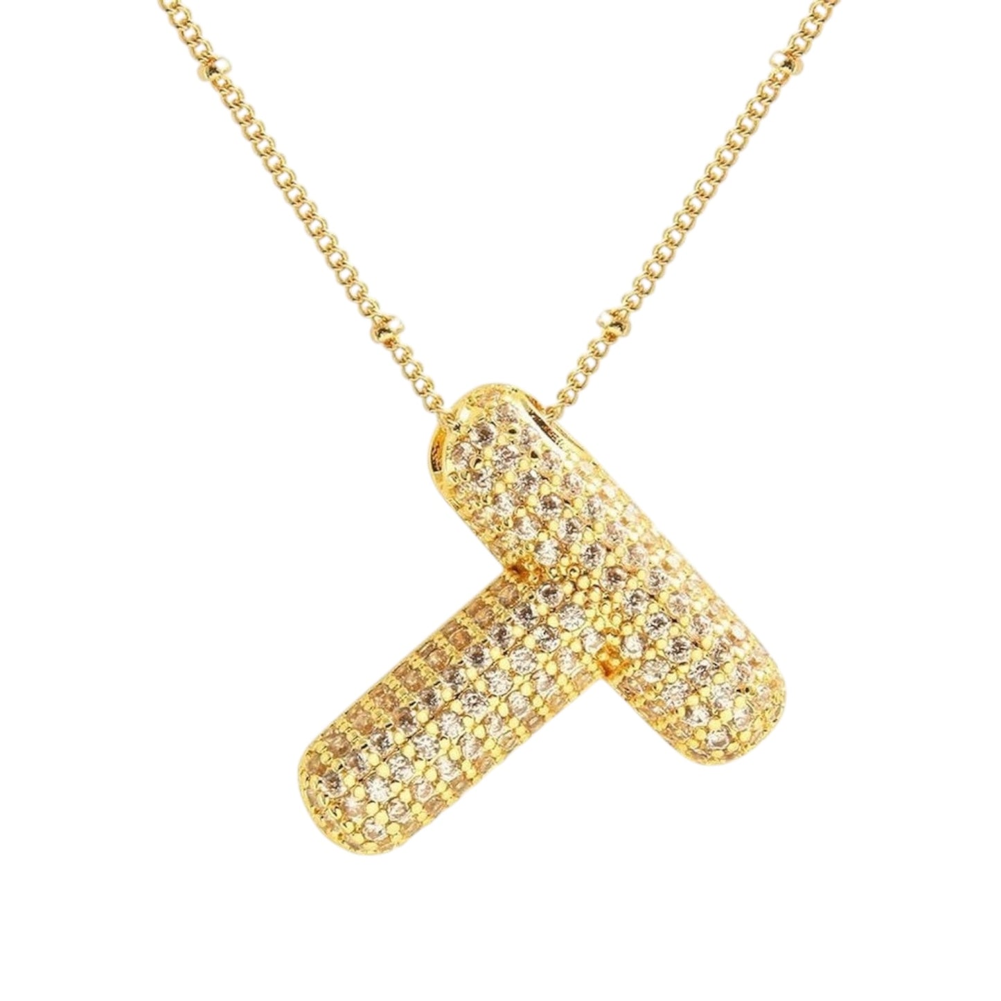 Bubble Zirconia Letters Necklace
