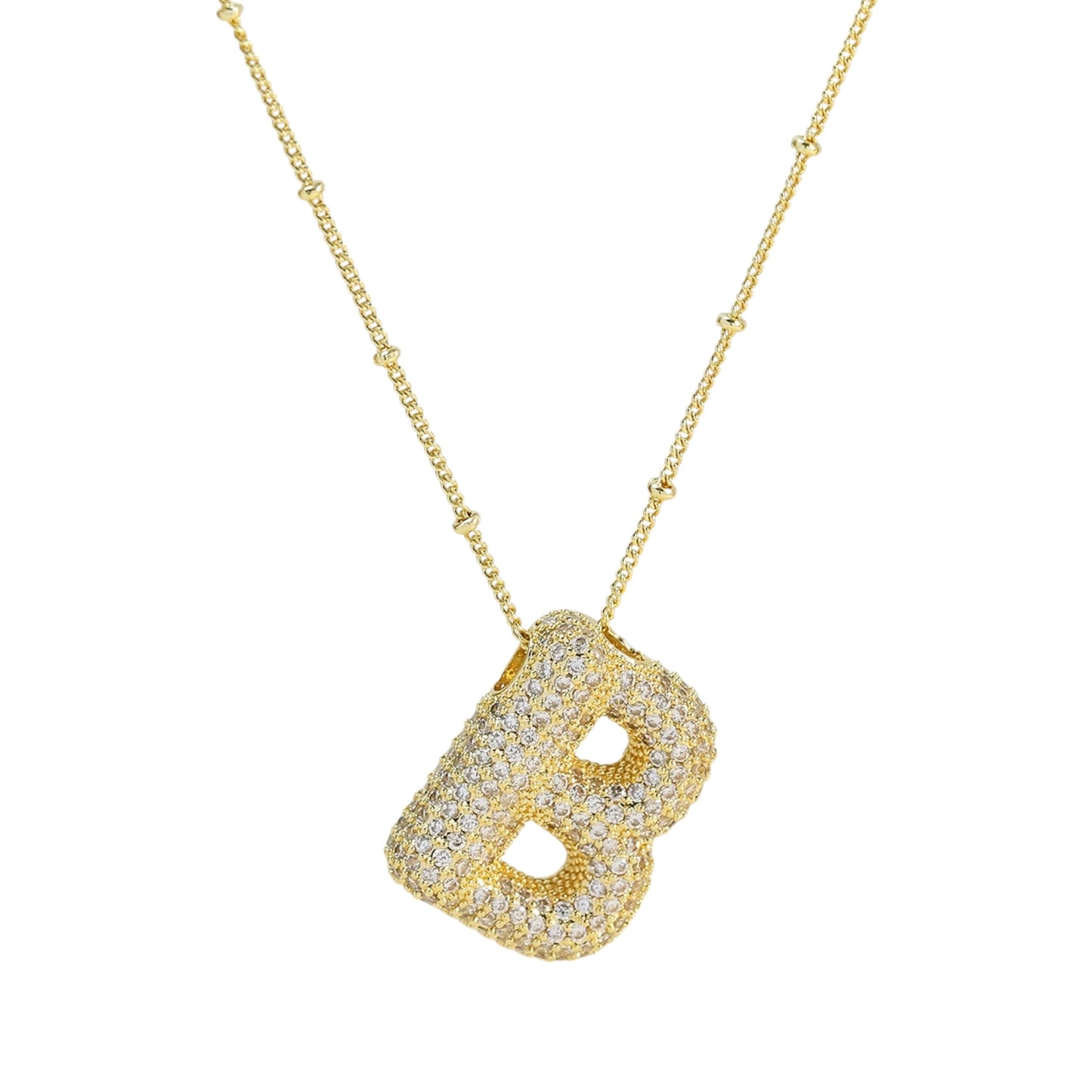 Bubble Zirconia Letters Necklace