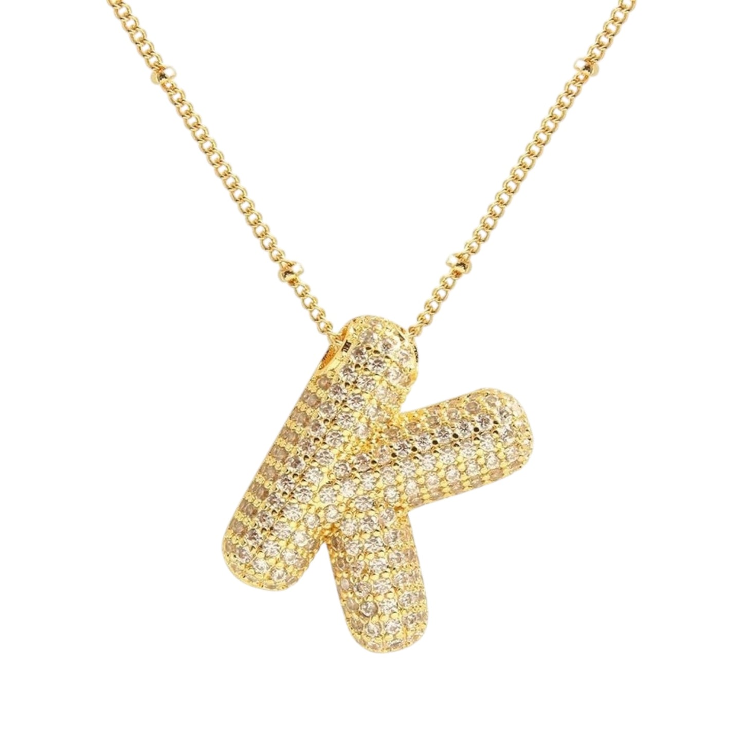 Bubble Zirconia Letters Necklace