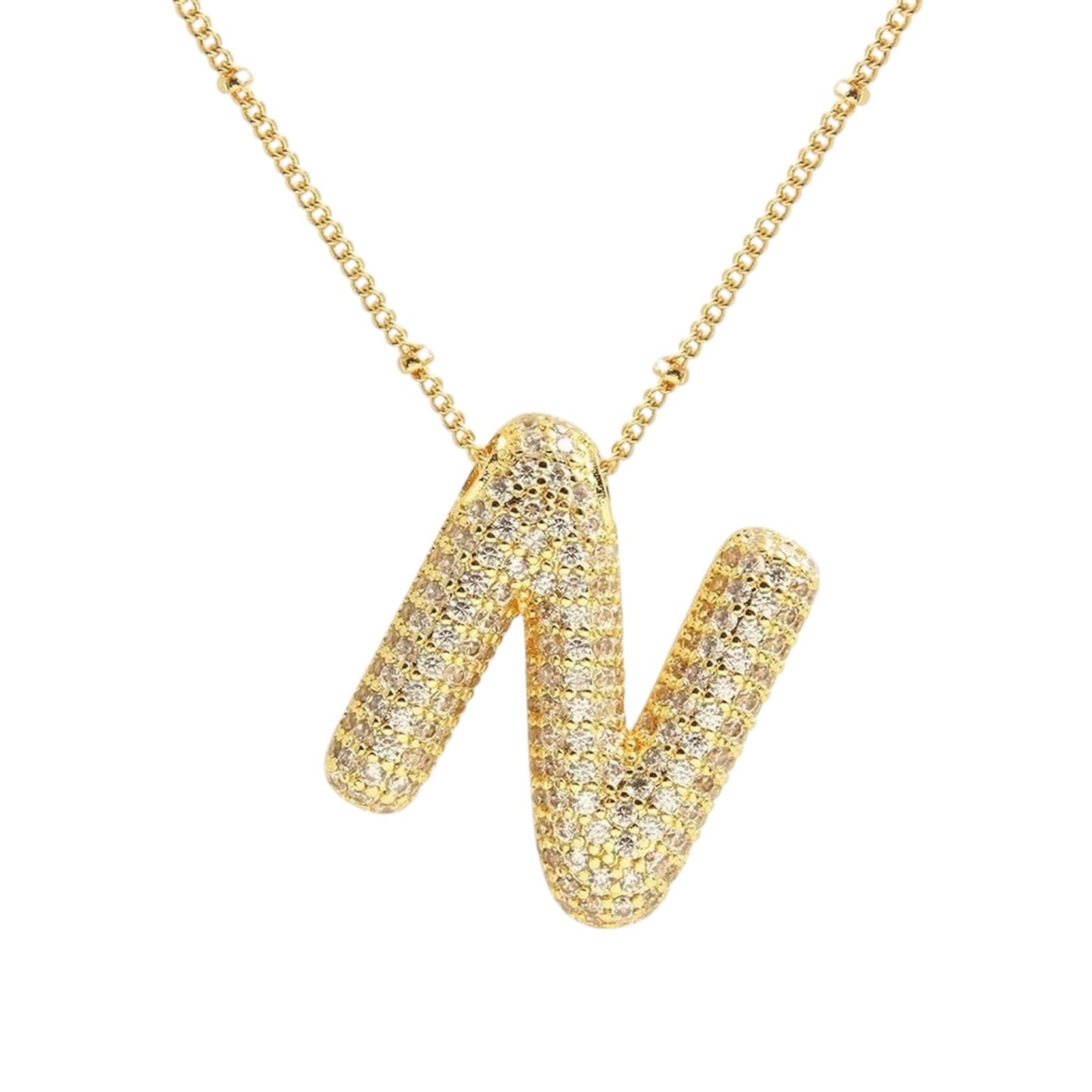 Bubble Zirconia Letters Necklace