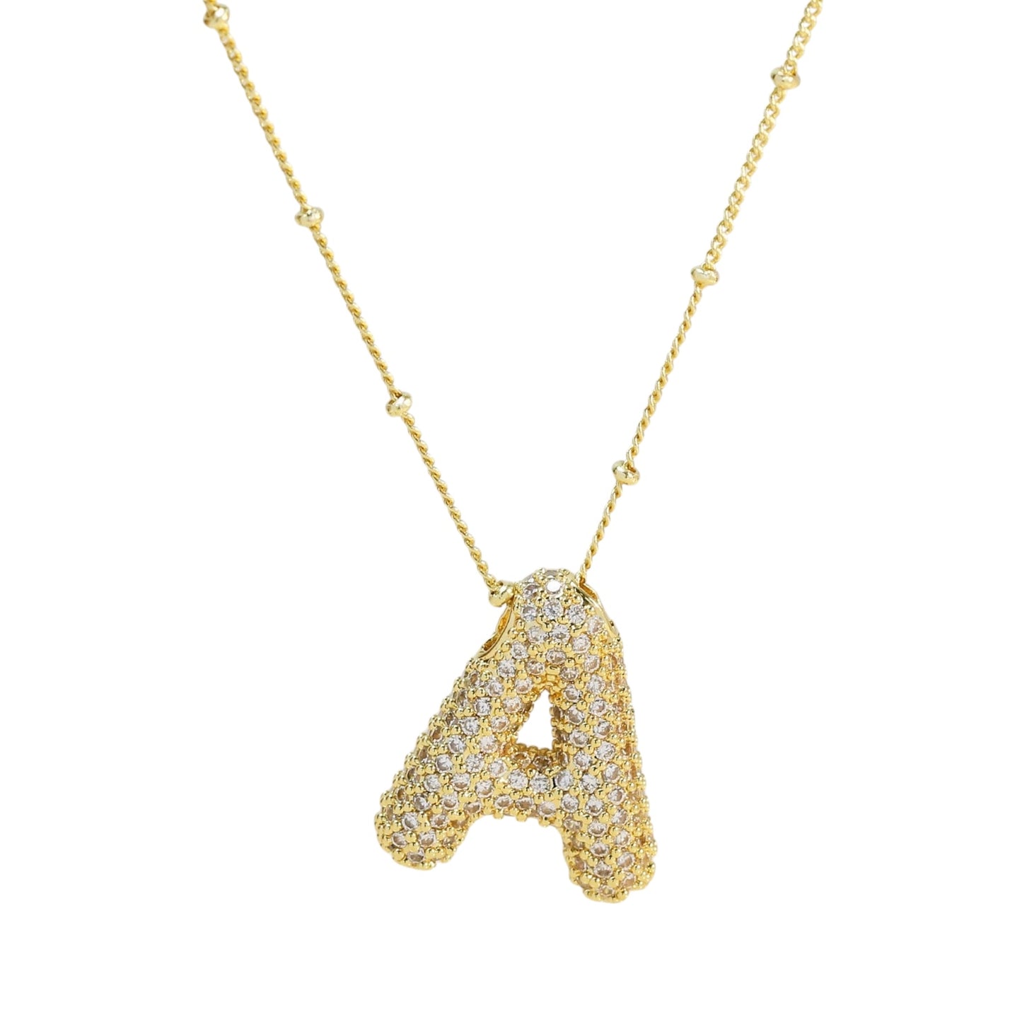 Bubble Zirconia Letters Necklace