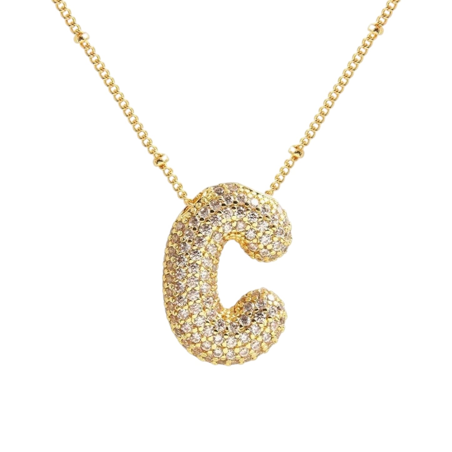 Bubble Zirconia Letters Necklace