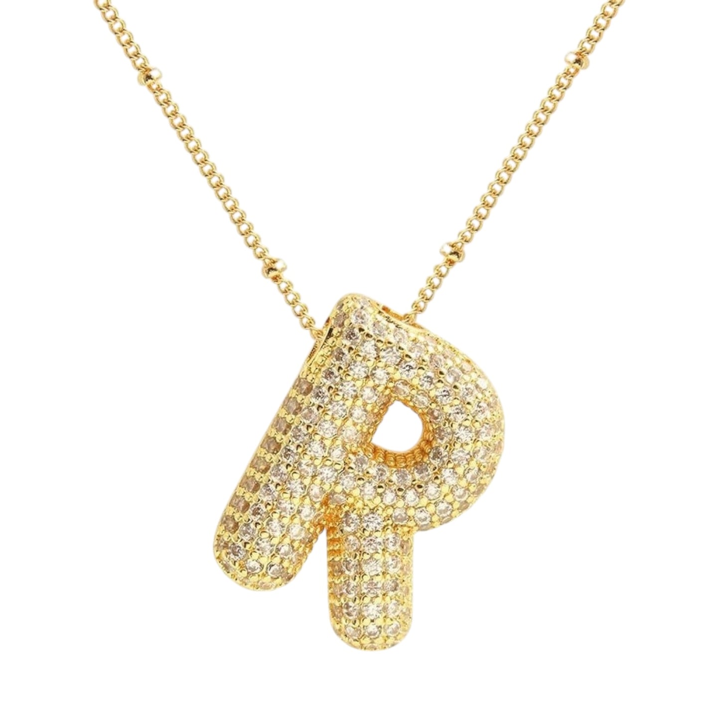 Bubble Zirconia Letters Necklace
