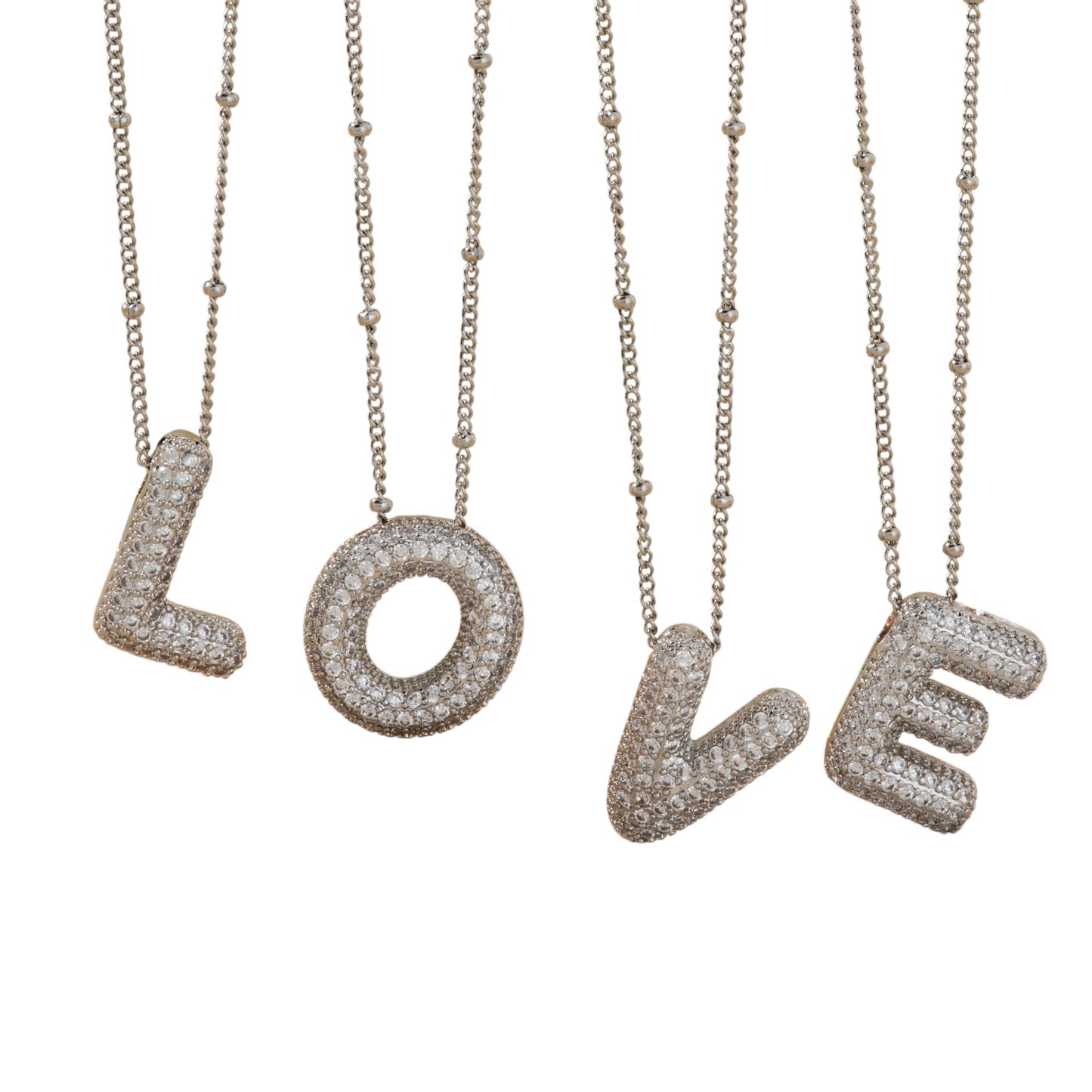 Bubble Zirconia Letters Necklace
