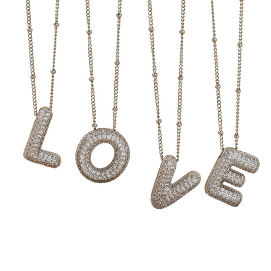 Bubble Zirconia Letters Necklace
