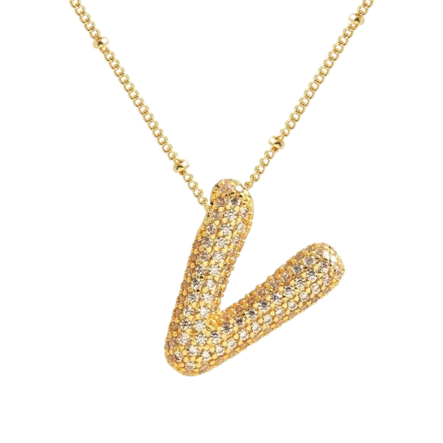 Bubble Zirconia Letters Necklace