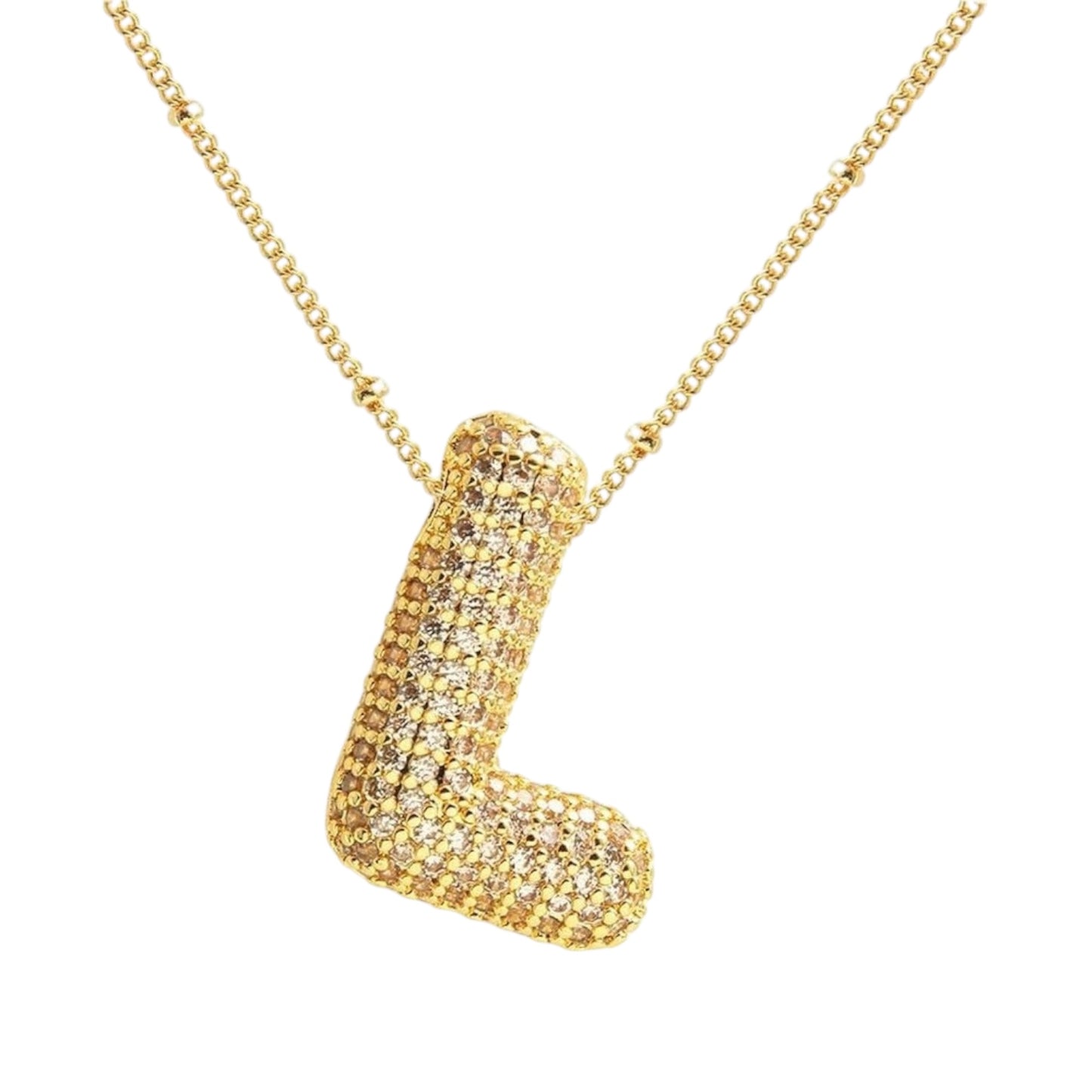 Bubble Zirconia Letters Necklace