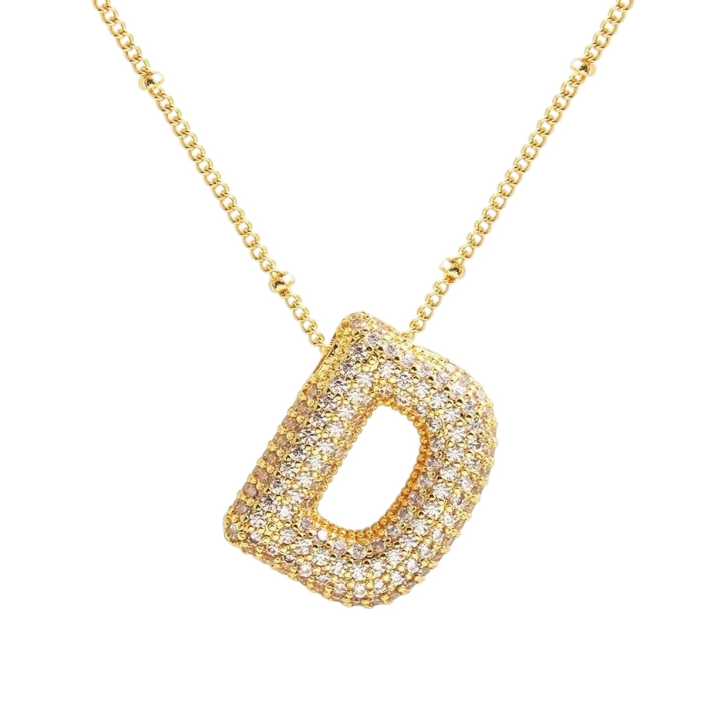 Bubble Zirconia Letters Necklace