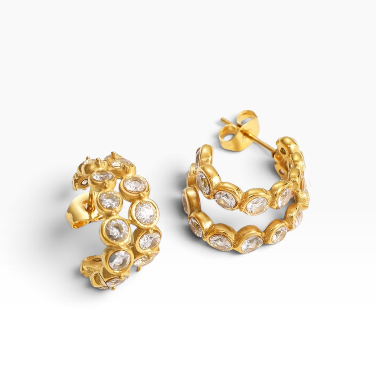 Calista Double Row Zircon Hoop Earrings