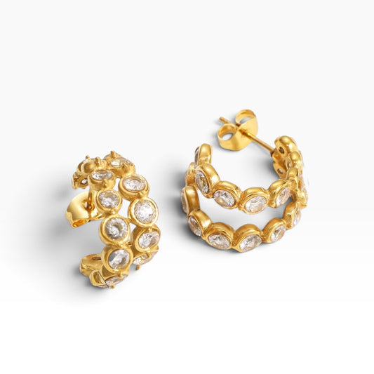 Calista Double Row Zircon Hoop Earrings