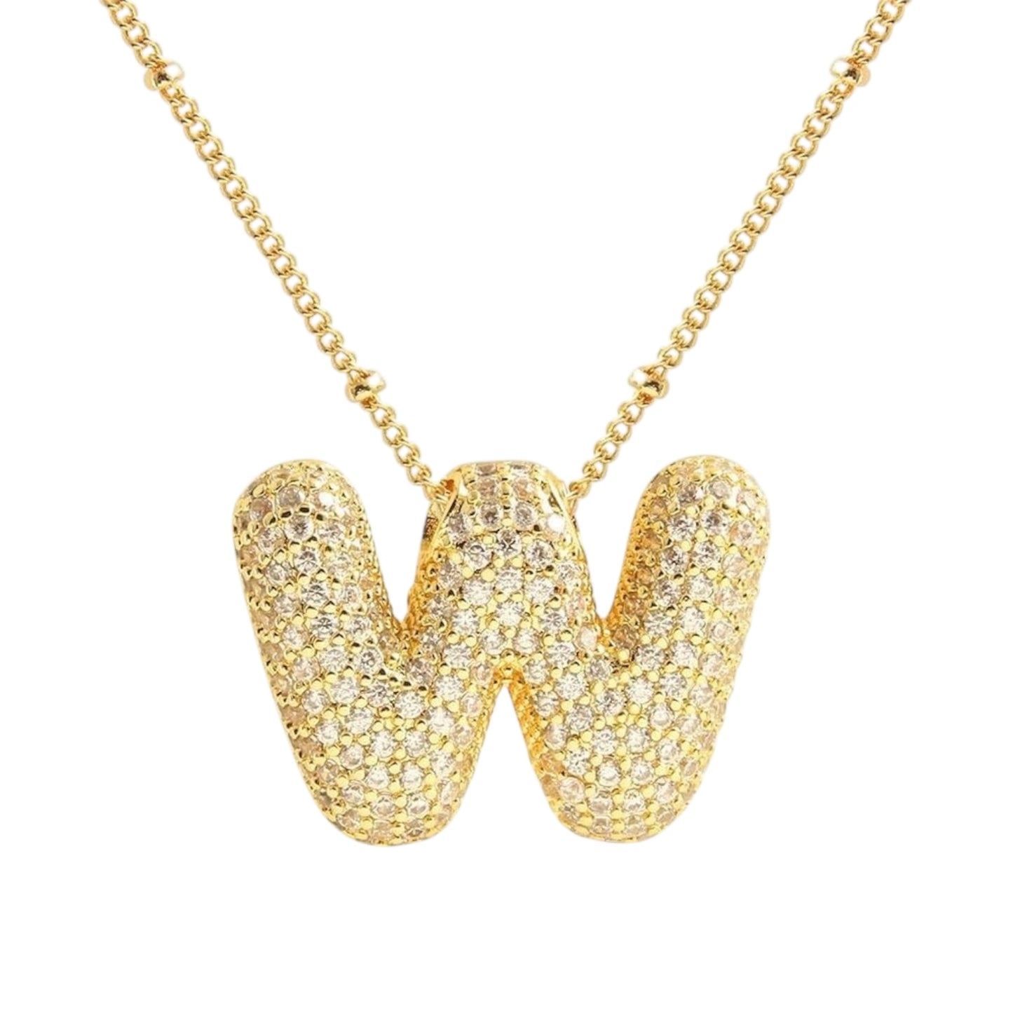 Bubble Zirconia Letters Necklace
