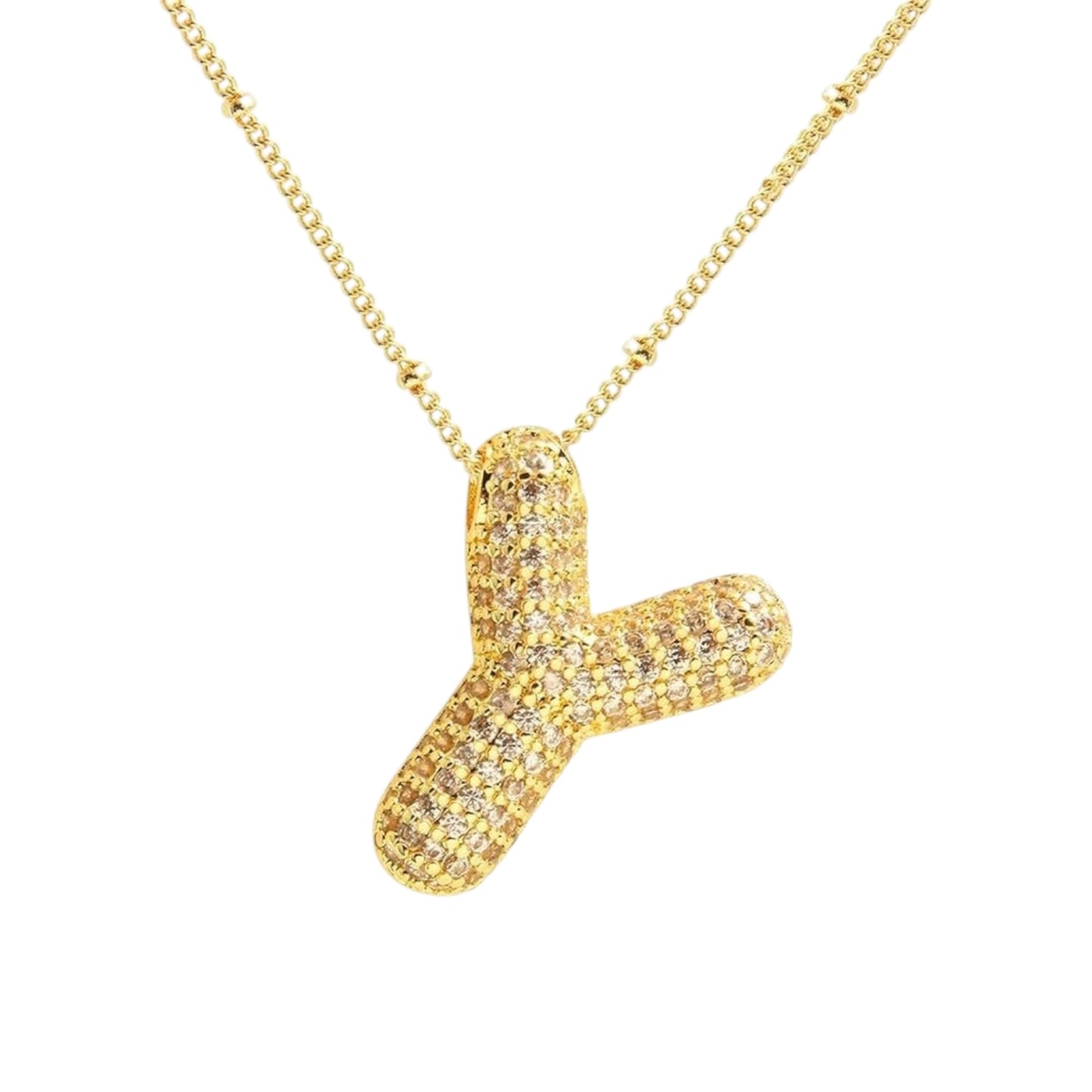Bubble Zirconia Letters Necklace