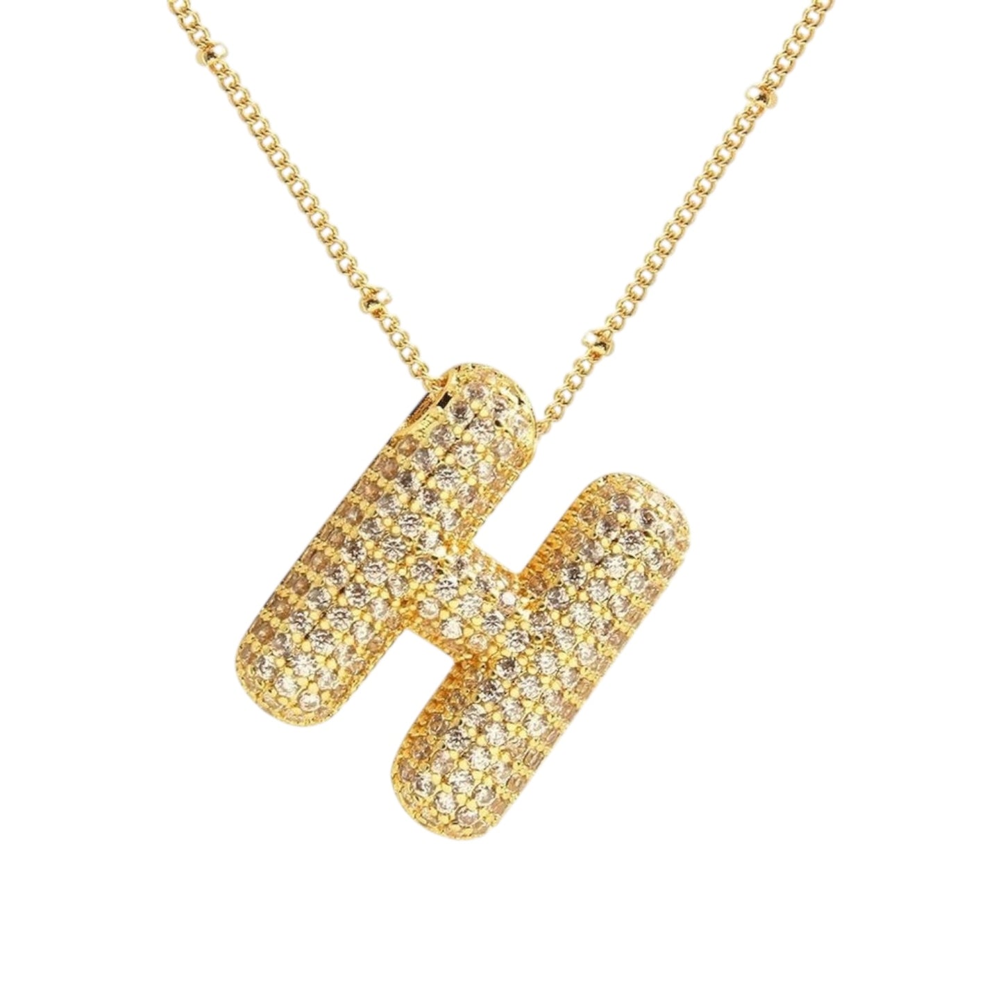 Bubble Zirconia Letters Necklace