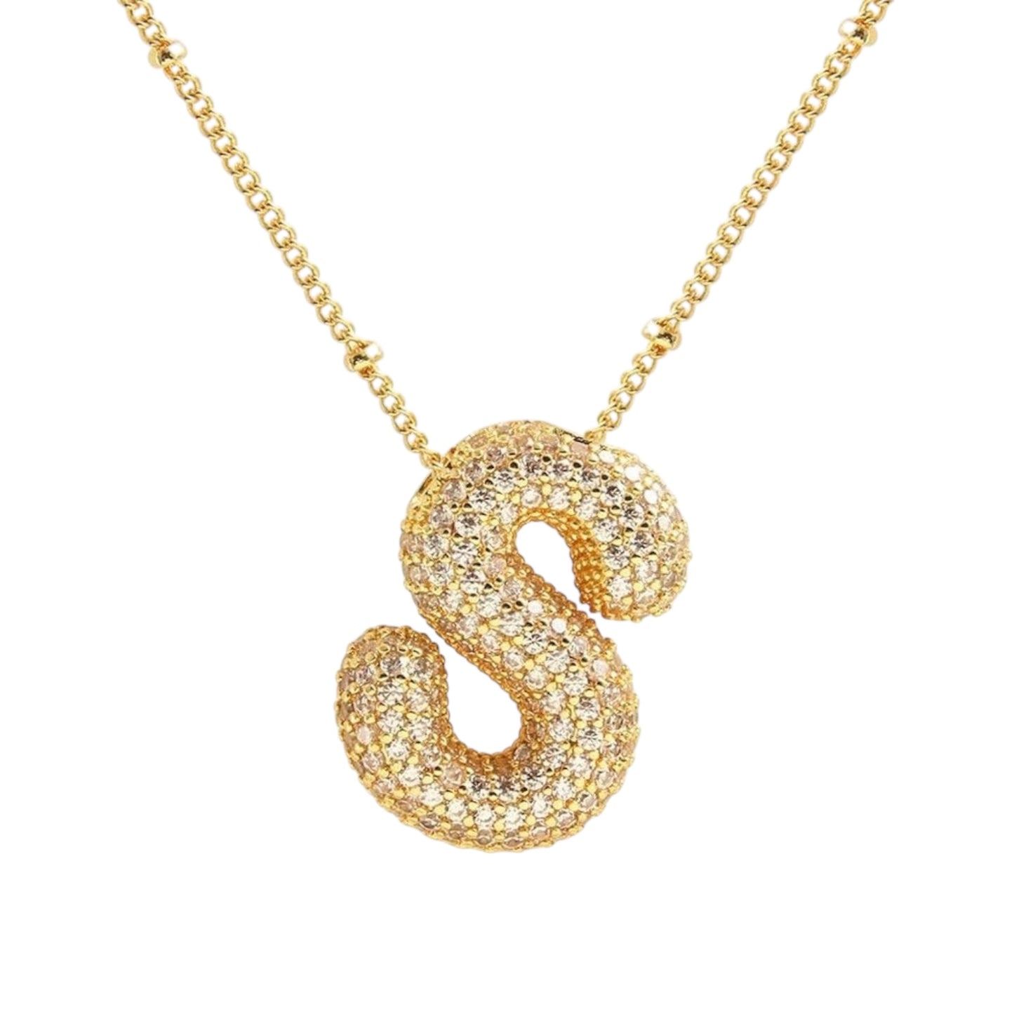 Bubble Zirconia Letters Necklace